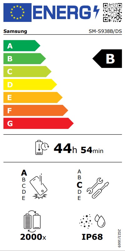 Energetický štítek Samsung Galaxy S25 Ultra