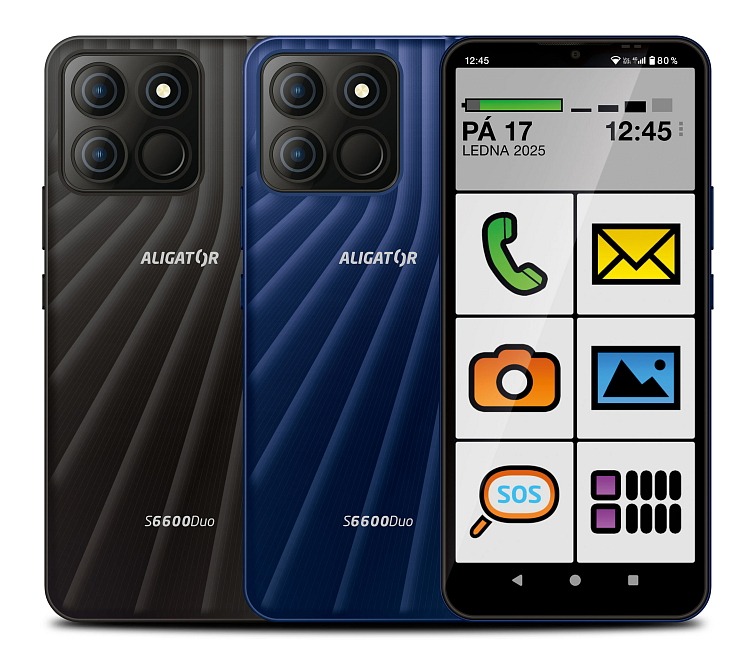 Černý chytrý telefon Aligator S6600 Senior