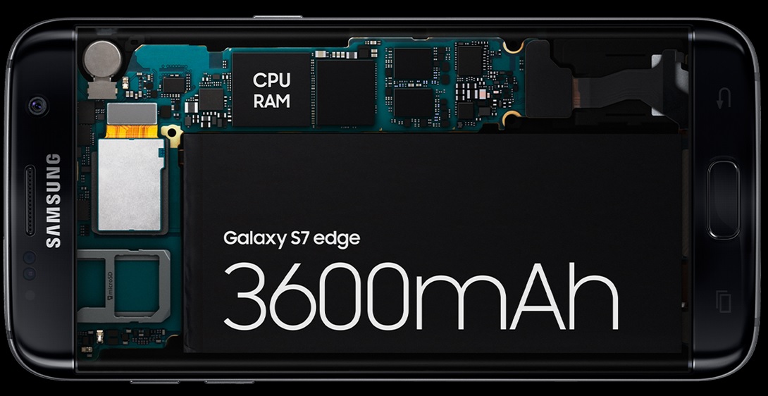 Obrovská výdrž na baterii díky 3600 mAh baterii SAmsung Galaxy S7 Edge