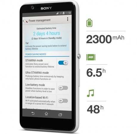 Manažer baterie smartphonu Sony Xperia E4