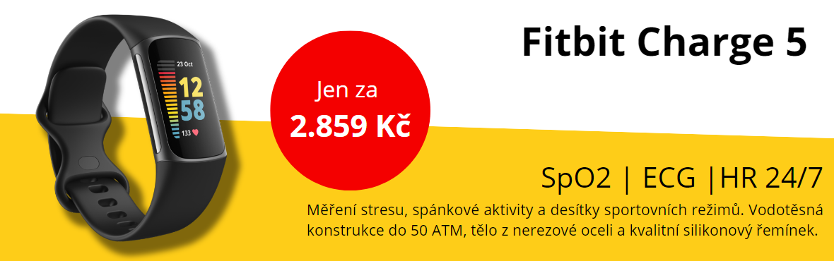 Fitbit Charge 5 s měřením SpO2 a ECG nyní za pouhých 2.859 Kč