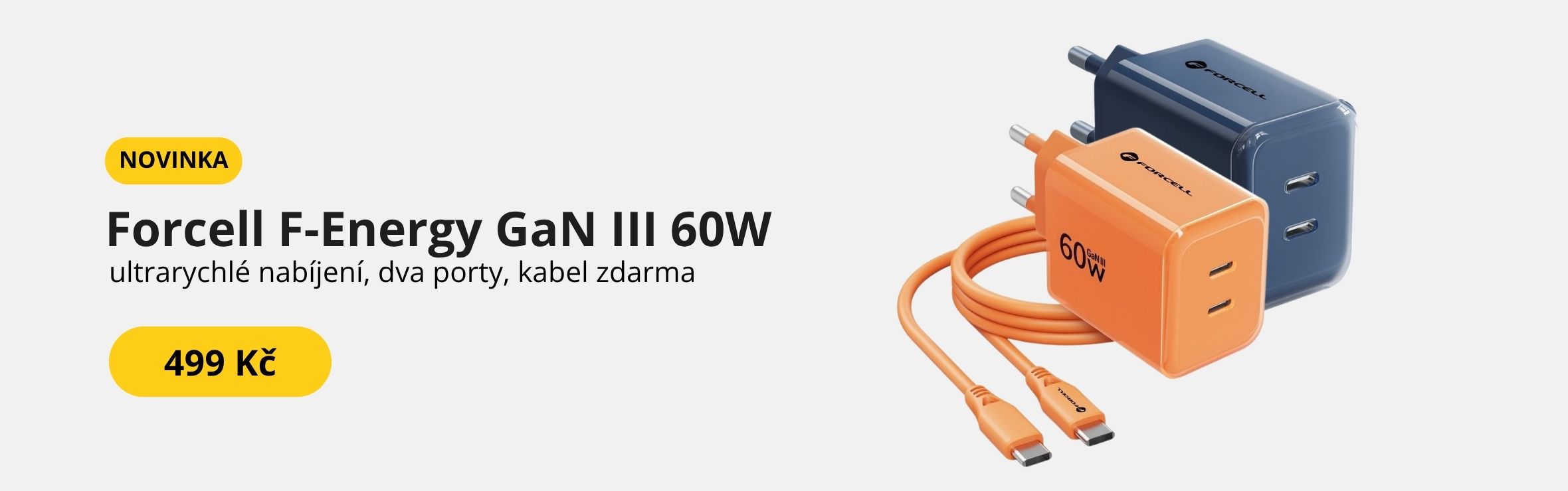 Kvalitní 60W nabíječka, barevná, kabel v ceně 