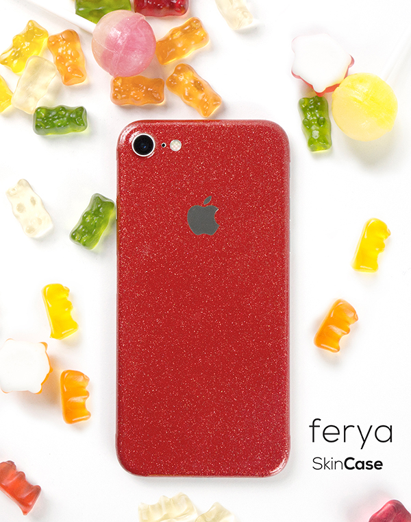 3mk Ferya ochranná fólie na záda pro Apple iPhone 7 třpytivá červená