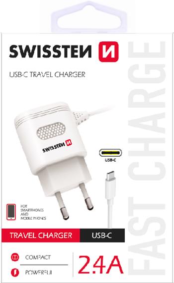 Swissten nabíječka do sítě s MicroUSB kabelem 2.4A bílá