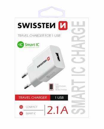 Nabíječka Swissten Smart IC 2.1A bílá