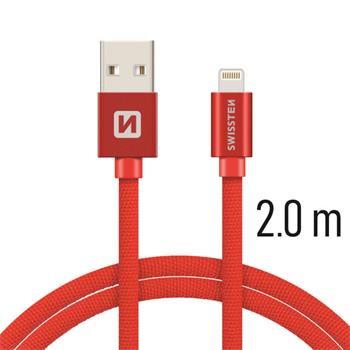 Datový kabel Swissten Textile Lightning 2.0m červený