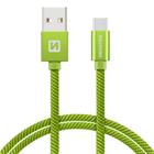 Datový kabel Swissten Textile USB-C 2.0m zelený