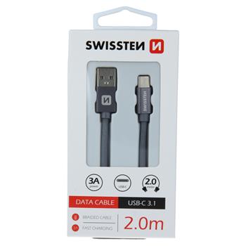 Datový kabel Swissten Textile USB-C 2.0m šedý