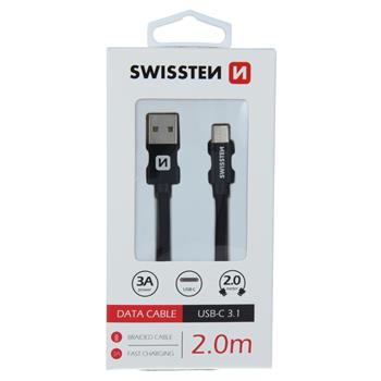 Datový kabel Swissten Textile USB-C 2.0m černý