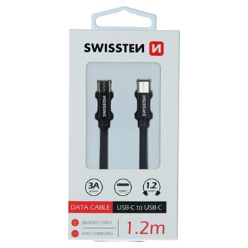 Datový kabel Swissten Textile USB-C na USB-C 1.2m černý