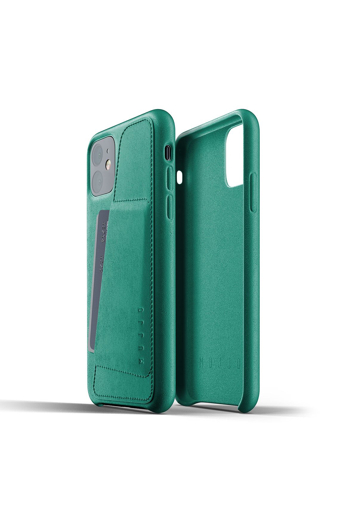 Pouzdro MUJJO Full Leather Wallet Case pro Apple iPhone 11 zelené