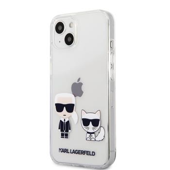 Pouzdro Karl Lagerfeld (KLHCP13SCKTR) Ikonik Karl and Choupette pro Apple iPhone 13 Mini čiré