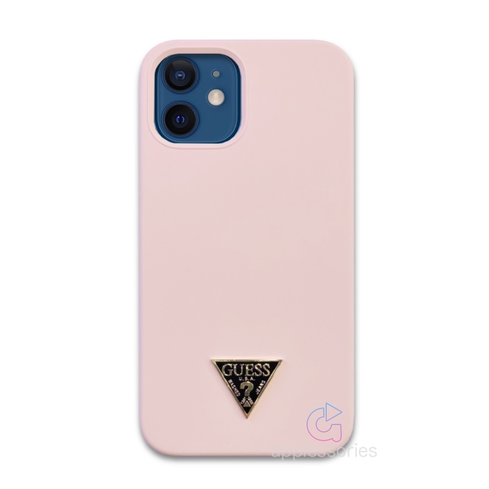 Pouzdro Guess (GUHCP12SLSTMLP) Silicone Logo pro Apple iPhone 12 Mini růžové