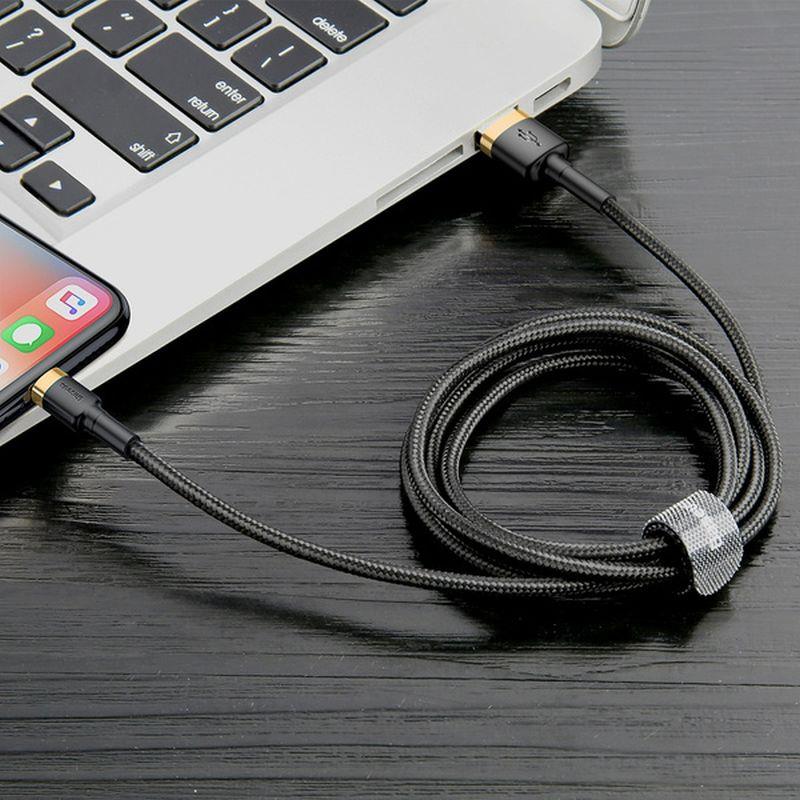Datový kabel Baseus Cafule USB/Lightning 1m 2,4A zlato-černý