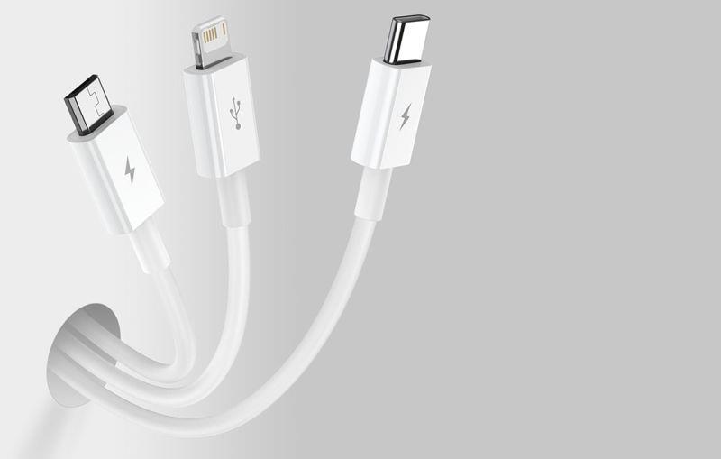 Datový kabel Baseus Superior 3v1 USB/microUSB, Lightning, USB-C 1,5m 3,5A bílý