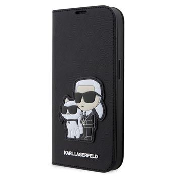 Karl Lagerfeld PU Saffiano Karl and Choupette NFT Book Pouzdro pro iPhone 14 Pro Max Black