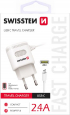Swissten nabíječka do sítě s MicroUSB kabelem 2.4A bílá