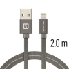 Datový kabel Swissten Textile Lightning 2.0m šedý