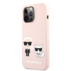 Pouzdro Karl Lagerfeld (KLHCP13XSSKCI) Karl and Choupette Liquid Silicone pro iPhone 13 Pro MAX Pink
