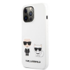 Pouzdro Karl Lagerfeld (KLHCP13LSSKCW) Karl and Choupette Liquid Silicone pro iPhone 13 Pro White