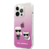Pouzdro Karl Lagerfeld (KLHCP13LCKTRP) Ikonik Karl and Choupette pro iPhone 13 Pro Pink