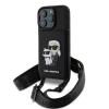Karl Lagerfeld Saffiano Crossbody Popruh Karl and Choupette Zadní Kryt pro iPhone 16 Pro Black