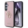 Guess PU Grained 4G Metal Logo Zadní Kryt pro Samsung Galaxy S25 Pink