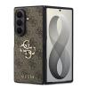 Guess PU 4G Metal Logo Zadní Kryt pro Samsung Galaxy Z Fold 8 Ultra Brown