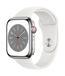Apple Watch S8 Cell/45mm/Silver/Sport Band/White