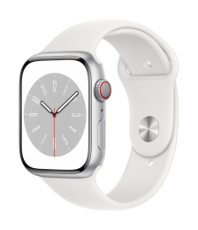 Apple Watch S8 Cell/45mm/Silver/Sport Band/White