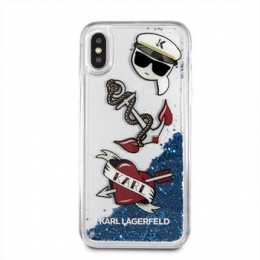 Pouzdro Karl Lagerfeld (KLHCPXKSG) Captain Karl Liquid Glitter Pouzdro Blue pro Apple iPhone X