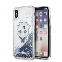 Pouzdro Karl Lagerfeld (KLHCPXKSCH) Sailors Choupette Liquid Glitter Blue pro Apple iPhone X