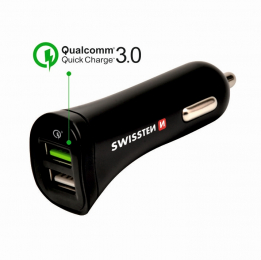 Autonabíječka Swissten Quick Charge 3.0 (18W) s MicroUSB kabelem černá