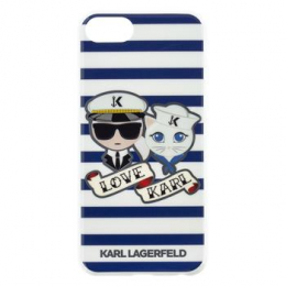 Pouzdro Karl Lagerfeld (KLHCI8KSS) Sailors Tripes TPU zadní kryt pro Apple iPhone 7/8 Black