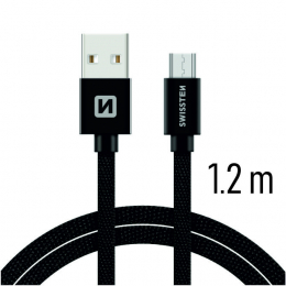 Datový kabel Swissten Textile MicroUSB 1.2m černé