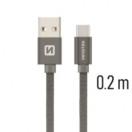 Datový kabel Swissten Textile USB-C 0.2m šedý