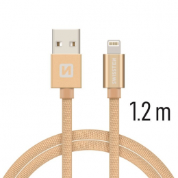 Datový kabel Swissten Textile Lightning 1.2 m zlatý