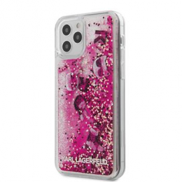 Pouzdro Karl Lagerfeld (KLHCP12LROPI) Liquid Glitter Charms pro Apple iPhone 12 Pro MAX růžové
