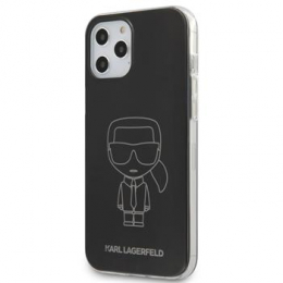 Pouzdro Karl Lagerfeld (KLHCP12LPCUMIKBK) Metallic Iconic Outline pro Apple iPhone 12 Pro MAX růžové