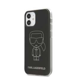 Pouzdro Karl Lagerfeld (KLHCP12SPCUMIKBK) Metallic Iconic Outline pro Apple iPhone 12 Mini černé
