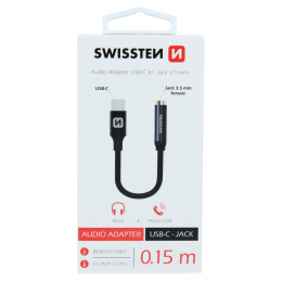 Audio adaptér Swissten USB-C na 3.5 mm jack černý