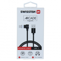 Datový kabel Swissten Arcade textilní USB/USB-C 1.2 m černý
