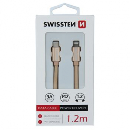 Datový kabel Swissten Textile USB-C na Lightning 1.2m zlatý