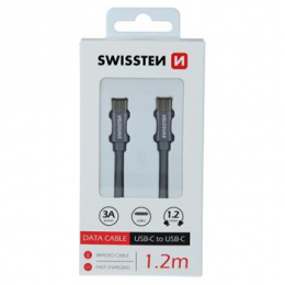 Datový kabel Swissten Textile USB-C na USB-C 1.2m šedý