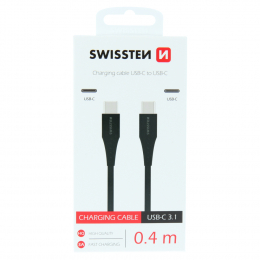 Datový kabel Swissten USB-C/USB-C 0.4m černý