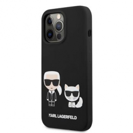 Pouzdro Karl Lagerfeld (KLHCP13XSSKCK) Karl and Choupette Liquid Silicone pro iPhone 13 Pro MAX Black