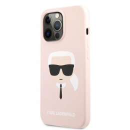 Pouzdro Karl Lagerfeld (KLHCP13LSLKHP) Karl Heads Liquid Silicone pro iPhone 13 Pro Pink