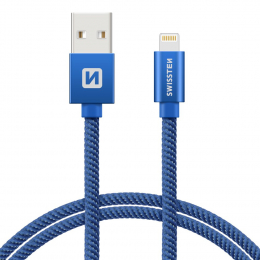 Datový kabel Swissten Textile Lightning 1.2 m modrý