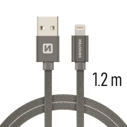 Datový kabel Swissten Textile Lightning 1.2 m šedý