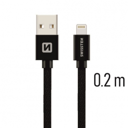 Datový kabel Swissten Textile Lightning 0.2 m černý